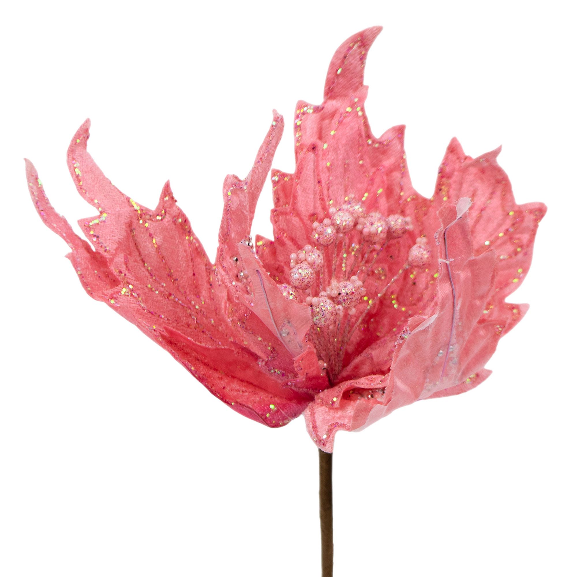 Украшение новогоднее Пуансеттия 22 см розовый 262279