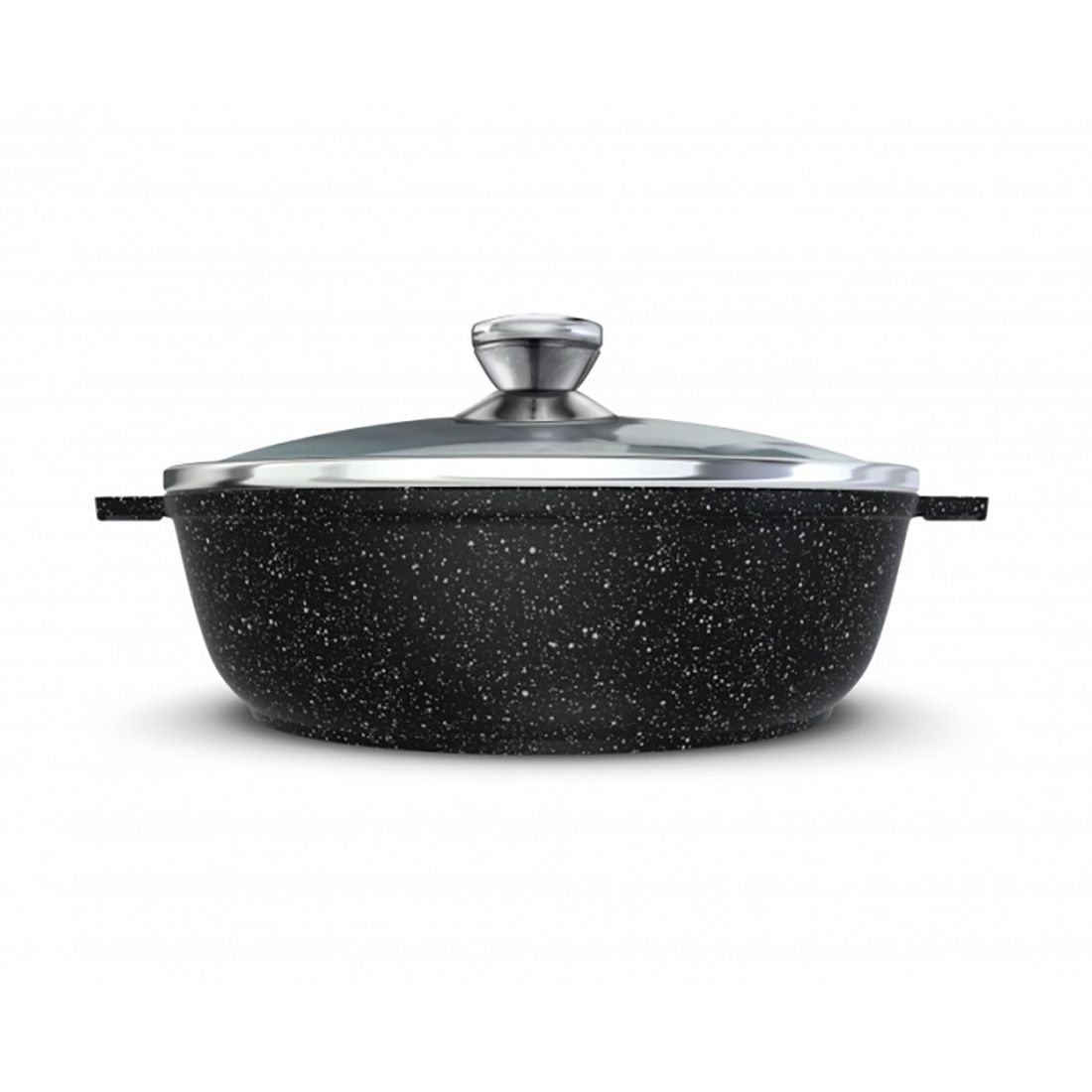 Жаровня со стеклянной крышкой литая Индукция Гранит 4 л
