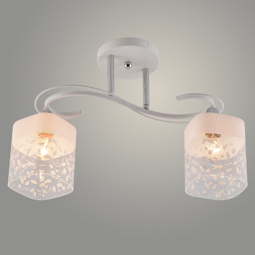 Люстра потолочная XA1520B/2 WH+CR белый/хром 2х60Вт E27 d420 h260, HN24