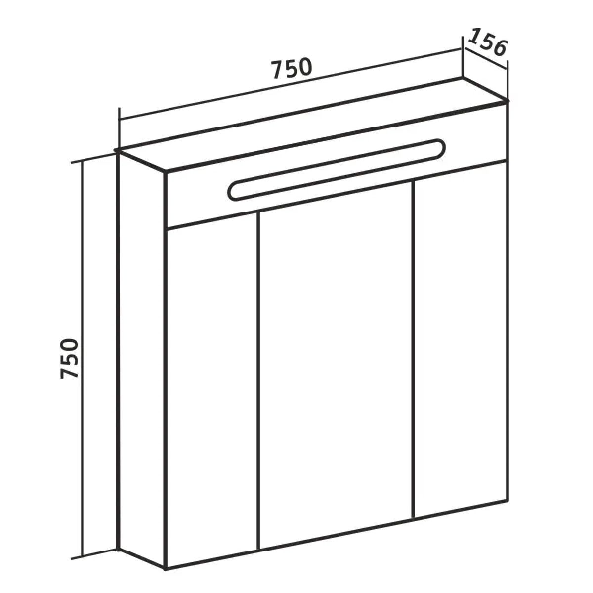 Шкаф зеркальный Парма 75 765х765х172 мм