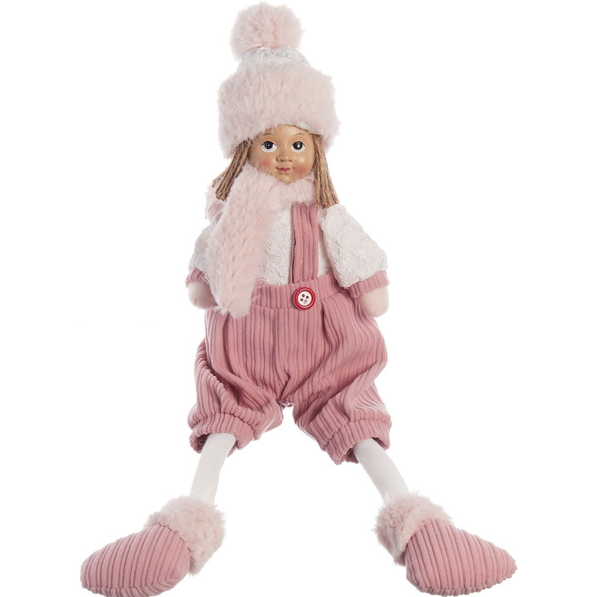 Изделие декоративное Мальчик сидящий 16x10x46 см белый/розовый