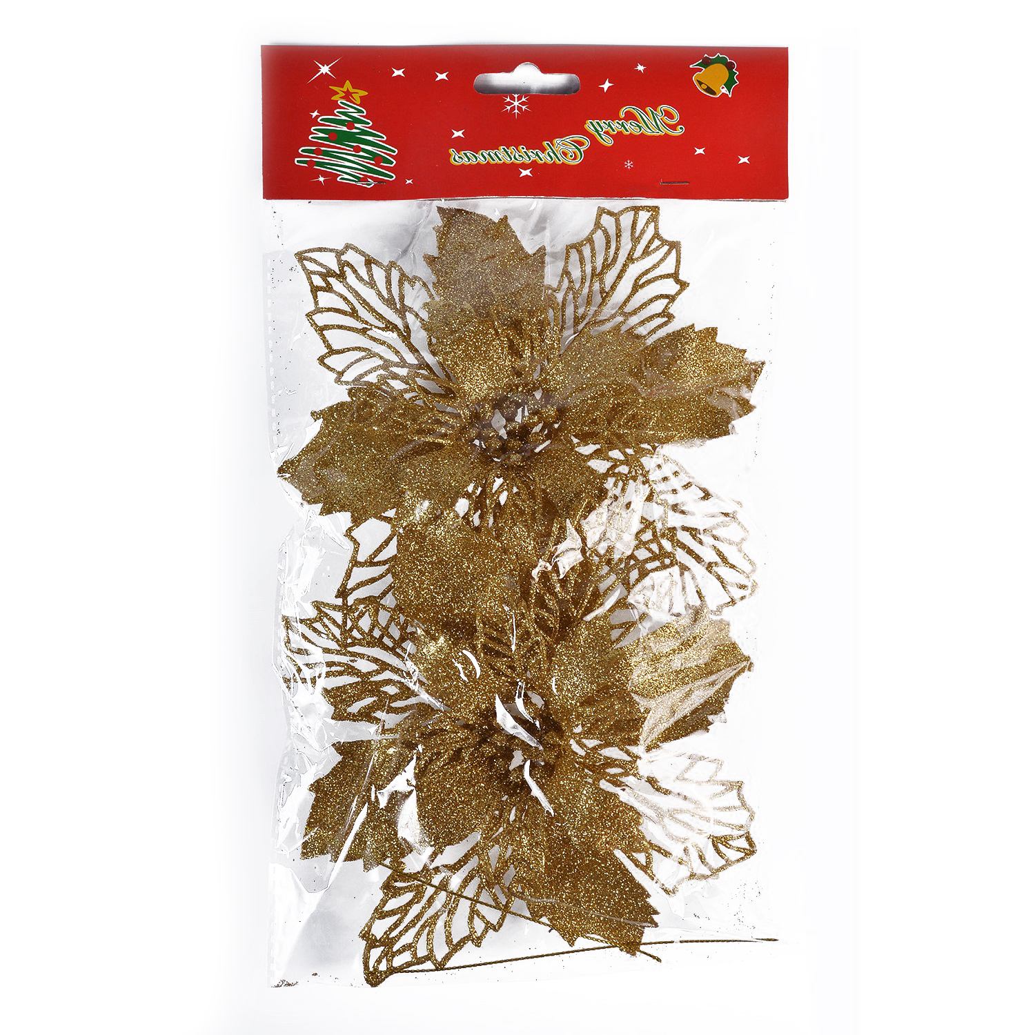 Украшение новогоднее Моя Елочка Пуансеттия d17 см золото 2 шт 19031-0043