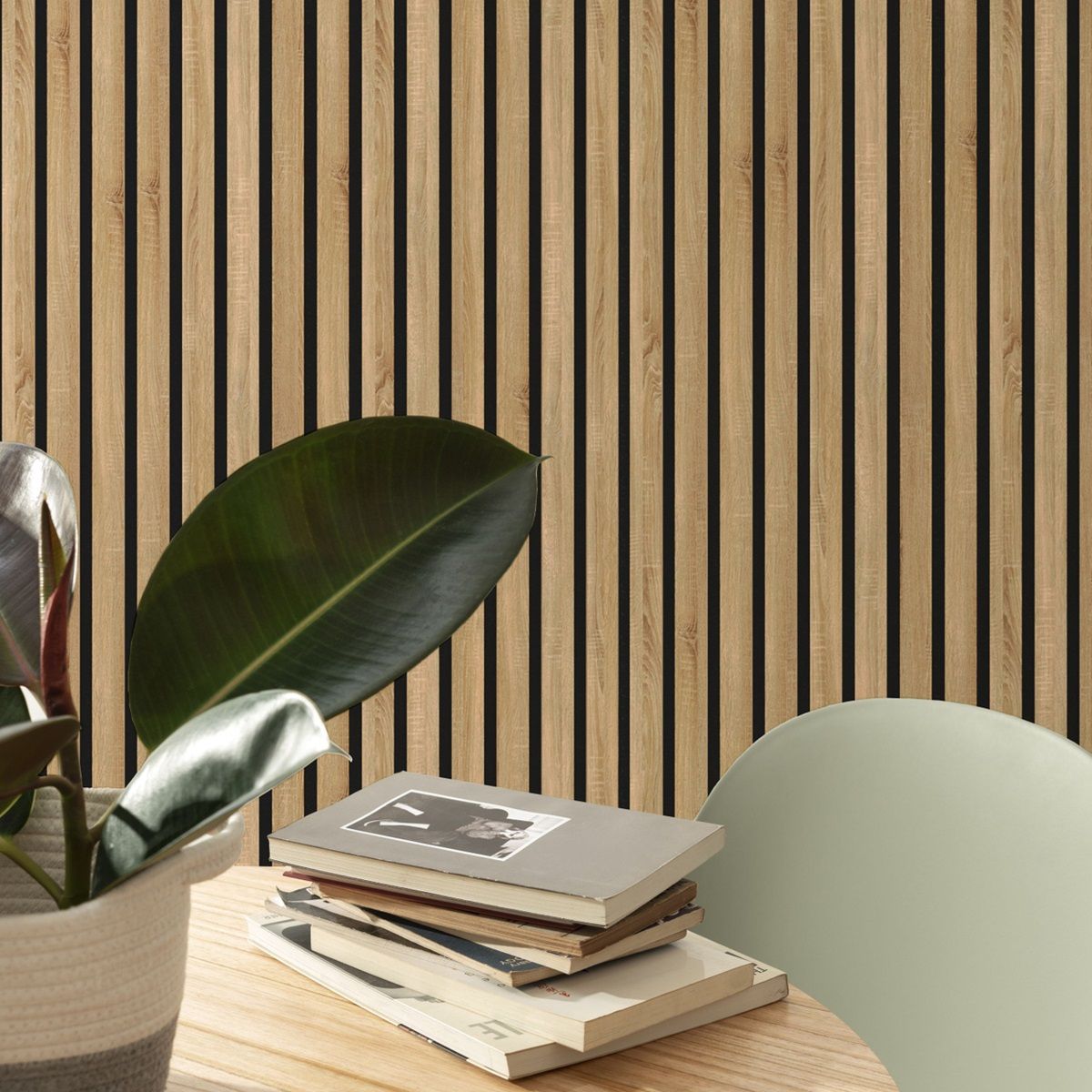 Панель акустическая Stella Comfort 2780х600х9 мм черный войлок, рейки МДФ Дуб Сонома