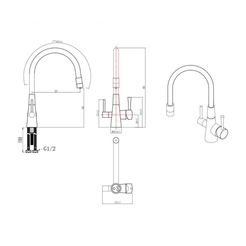 Смеситель для кухни с подключением к фильтру питьевой воды, COMFORT, LM3075BL