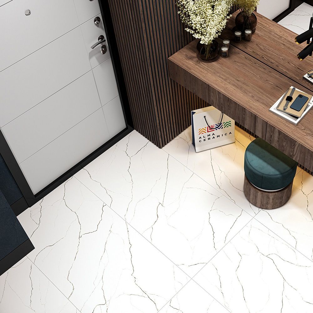 Керамогранит Alma Ceramica Emotion GFA114EMT00L 2s 57х114 см 8,5 мм белый лаппатир 1,299 м2