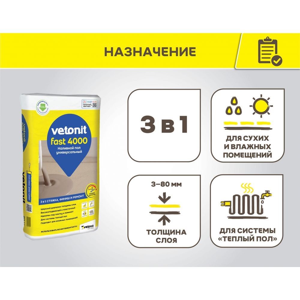 Пол наливной Vetonit Fast 4000 20 кг