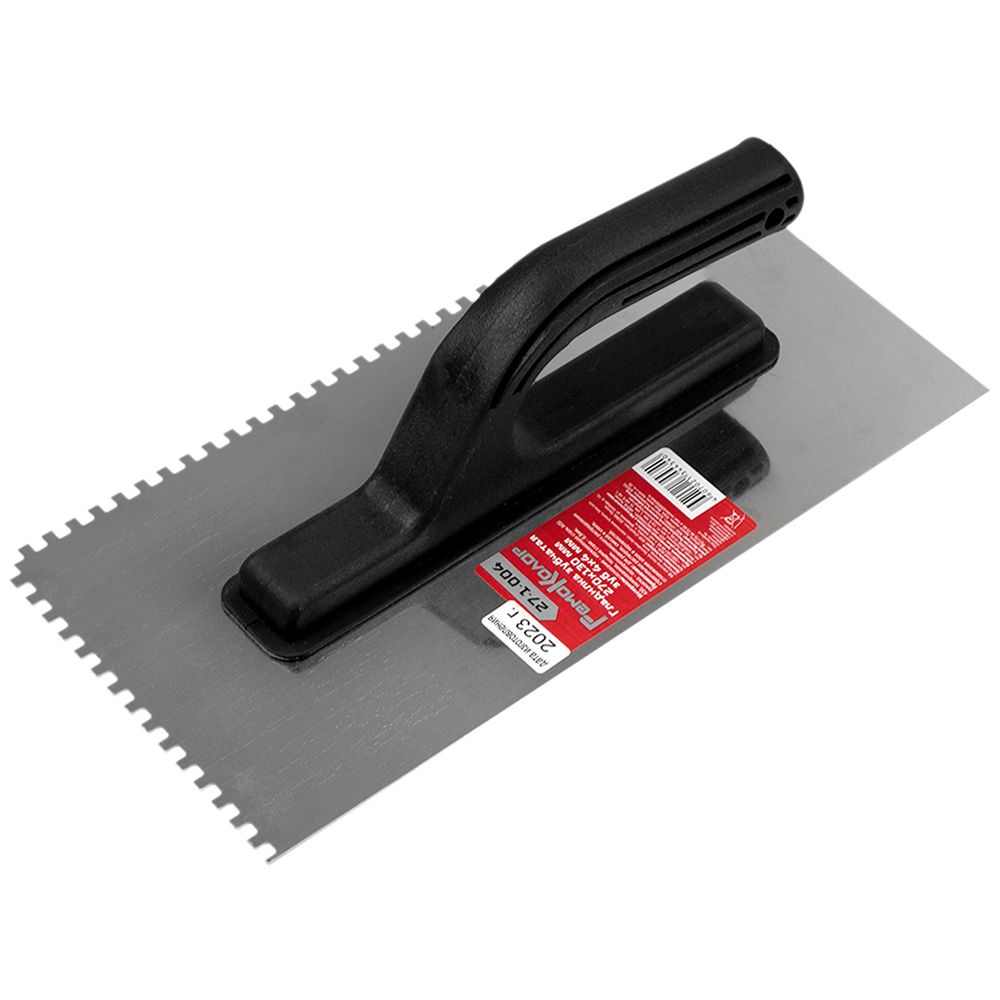 Гладилка зубч, 120 х 280 мм, нержав. сталь, пласт рукоятка, зуб 4 х 4 мм 27-1-004(Hobbi) (шт.)