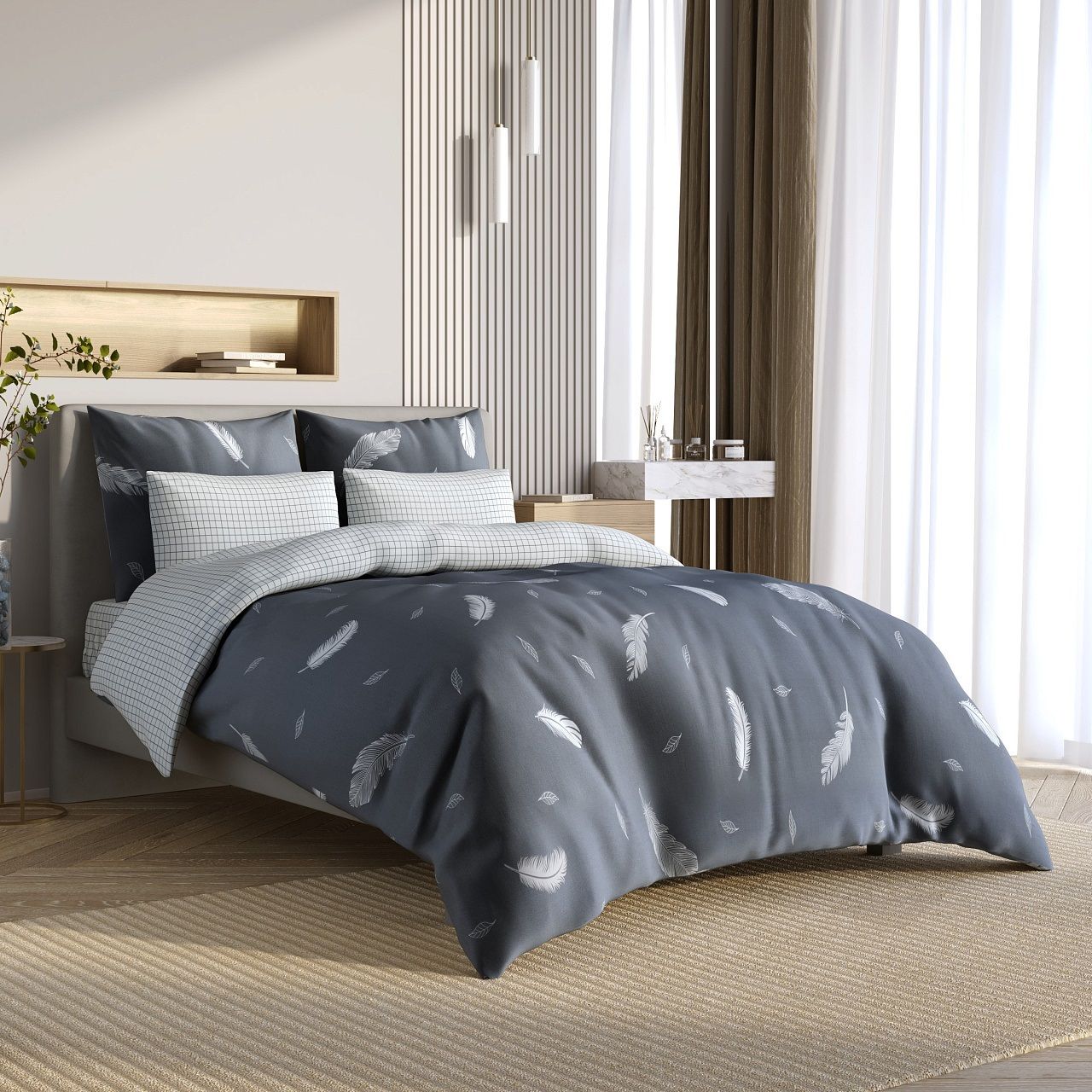 Белье постельное евро сатин Ecotex Гармоника Невесомость 70х70 см-2 50х70 см-2