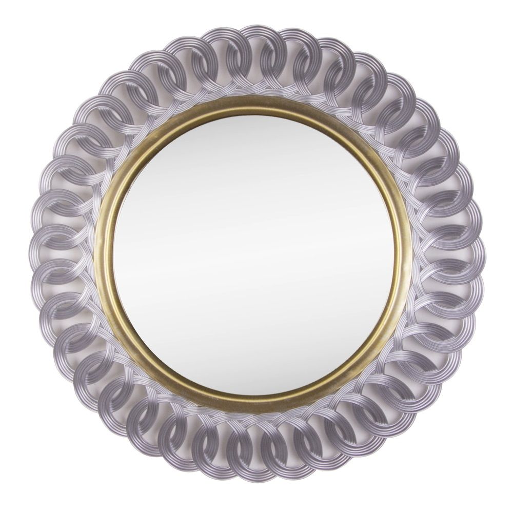 Зеркало 5130-Z1 d51 см ажурный корпус серебро с золотом