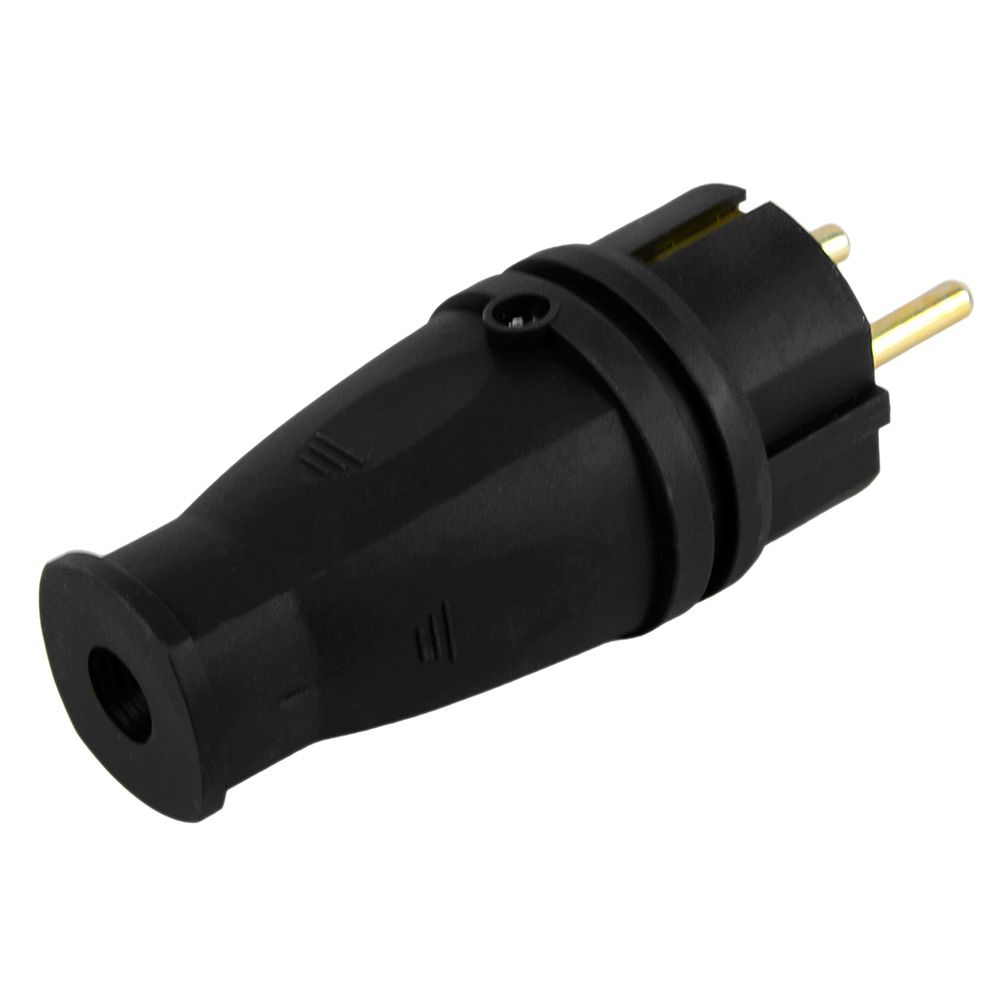 Вилка штепсельная В16-001 250В 16А с з/к каучук черная