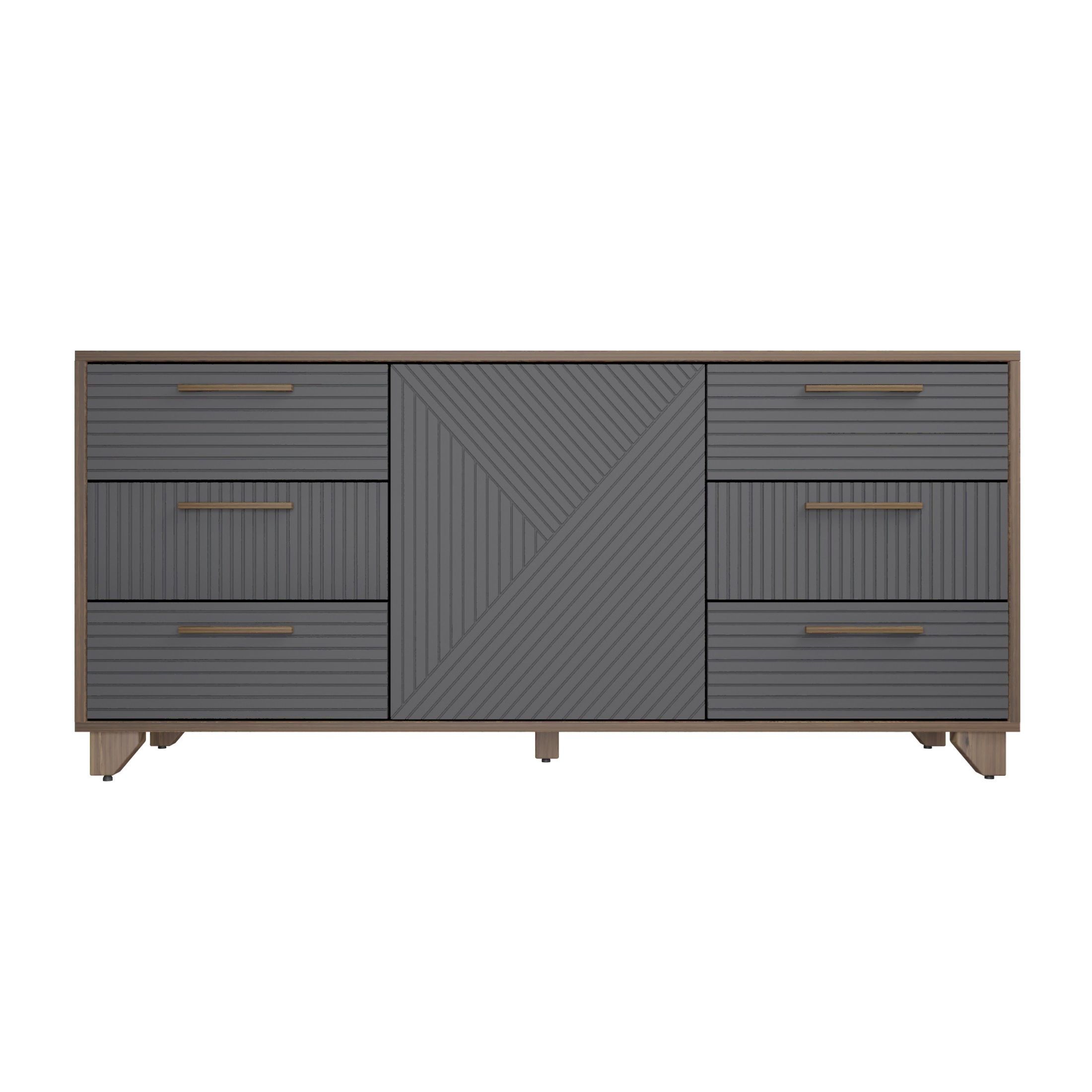 Комод Копенгаген 1500х700х400 мм 6 ящиков одностворчатый Дуб Самдал/Серый графит