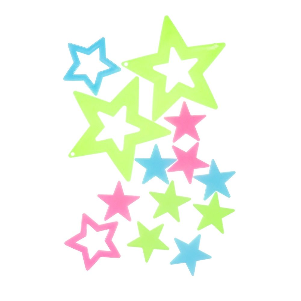 Набор наклеек флюоресцентных Яркие звезды пластик микс