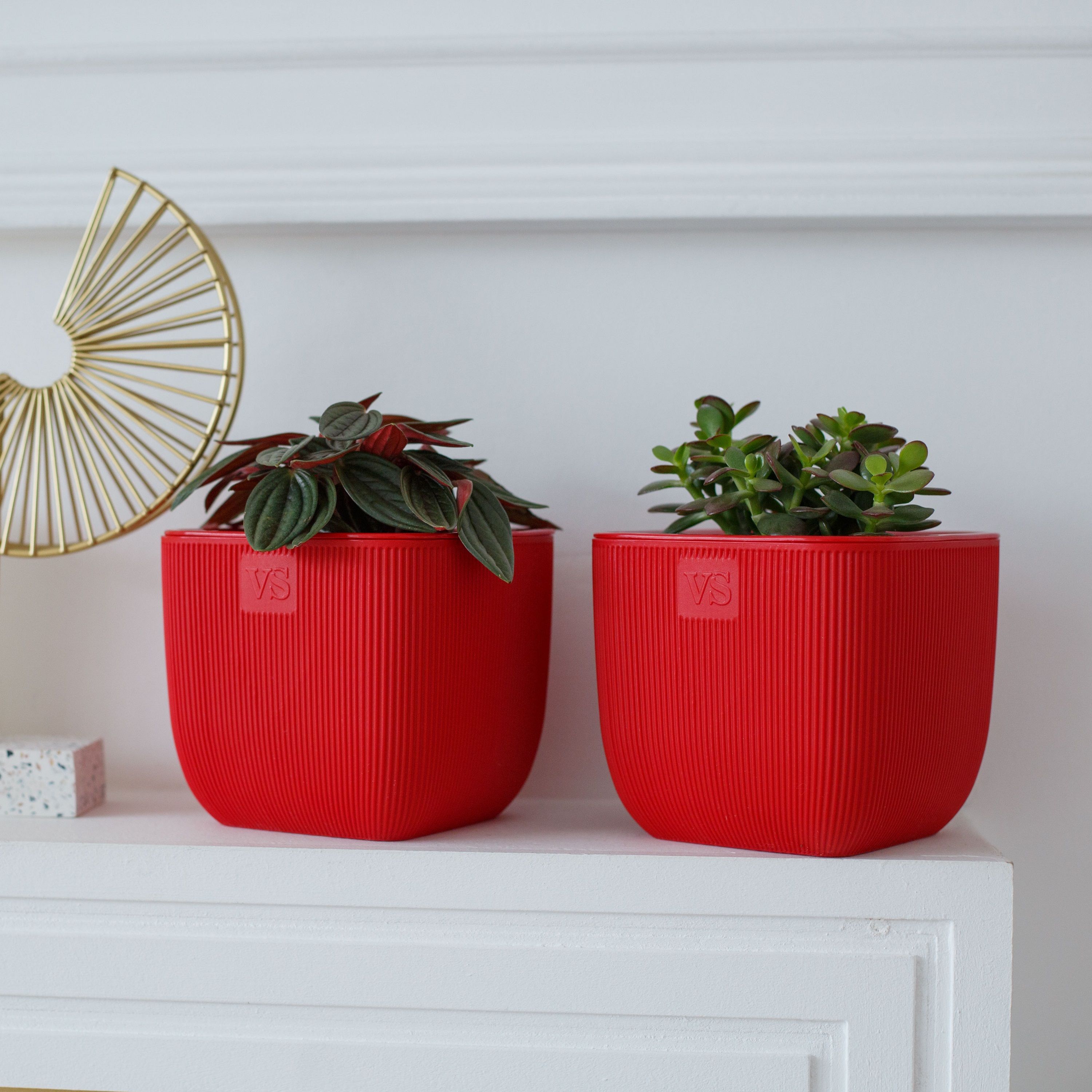 Горшок цветочный VipSet Фабио красный 1,95 л с дренажной системой