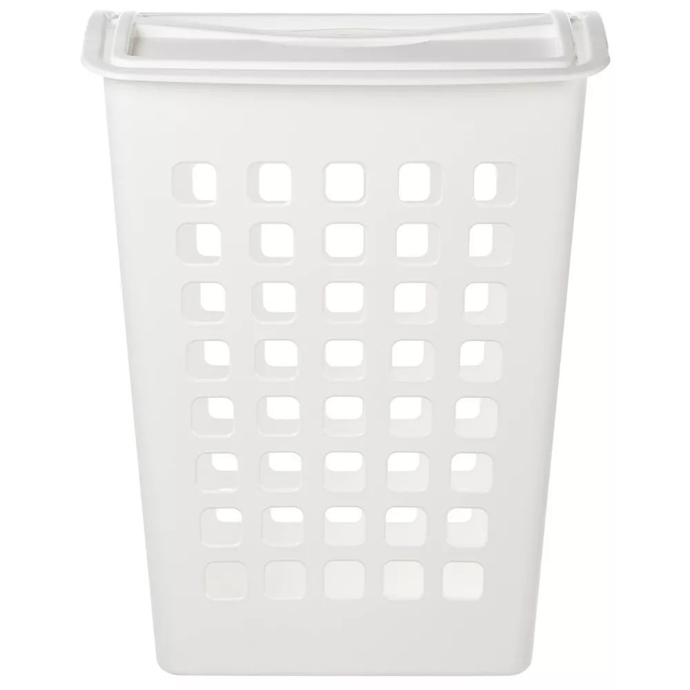 Корзина для белья узкая с поворотной крышкой 38 л 43х26х58 cм белая