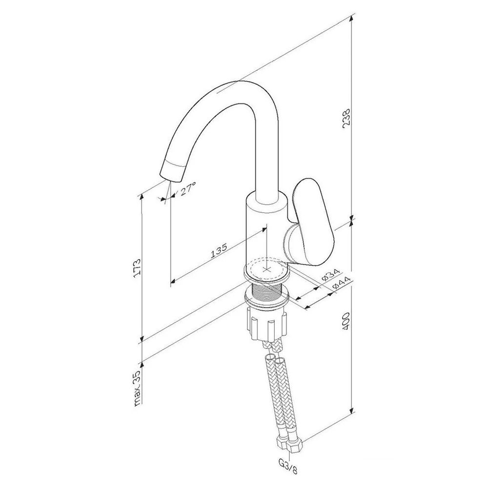 Смеситель для раковины AM.PM Like F8002700 однорычажный с поворотным изливом