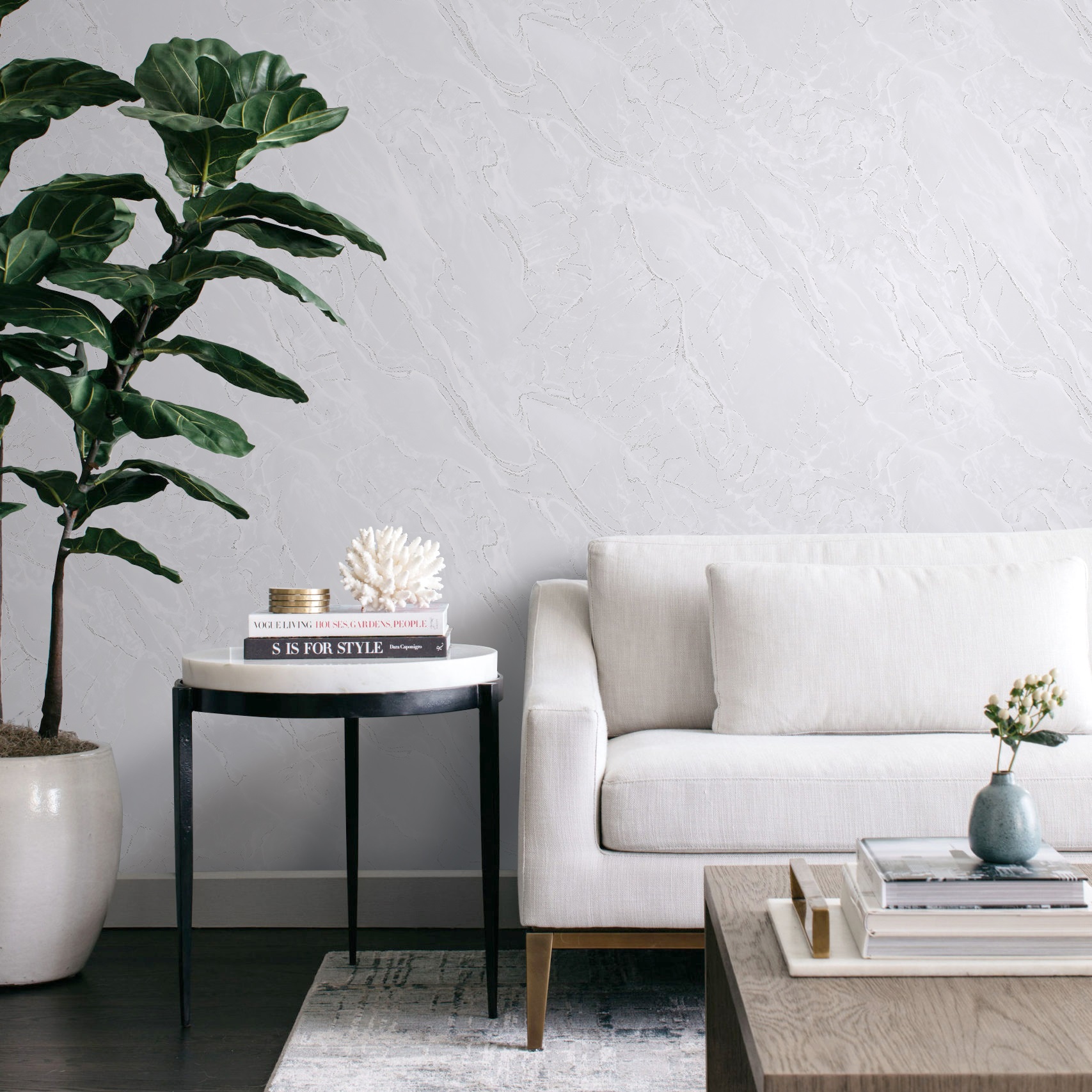 Обои Erismann Ладога 61069-02 серые мрамор 1,06х10 м