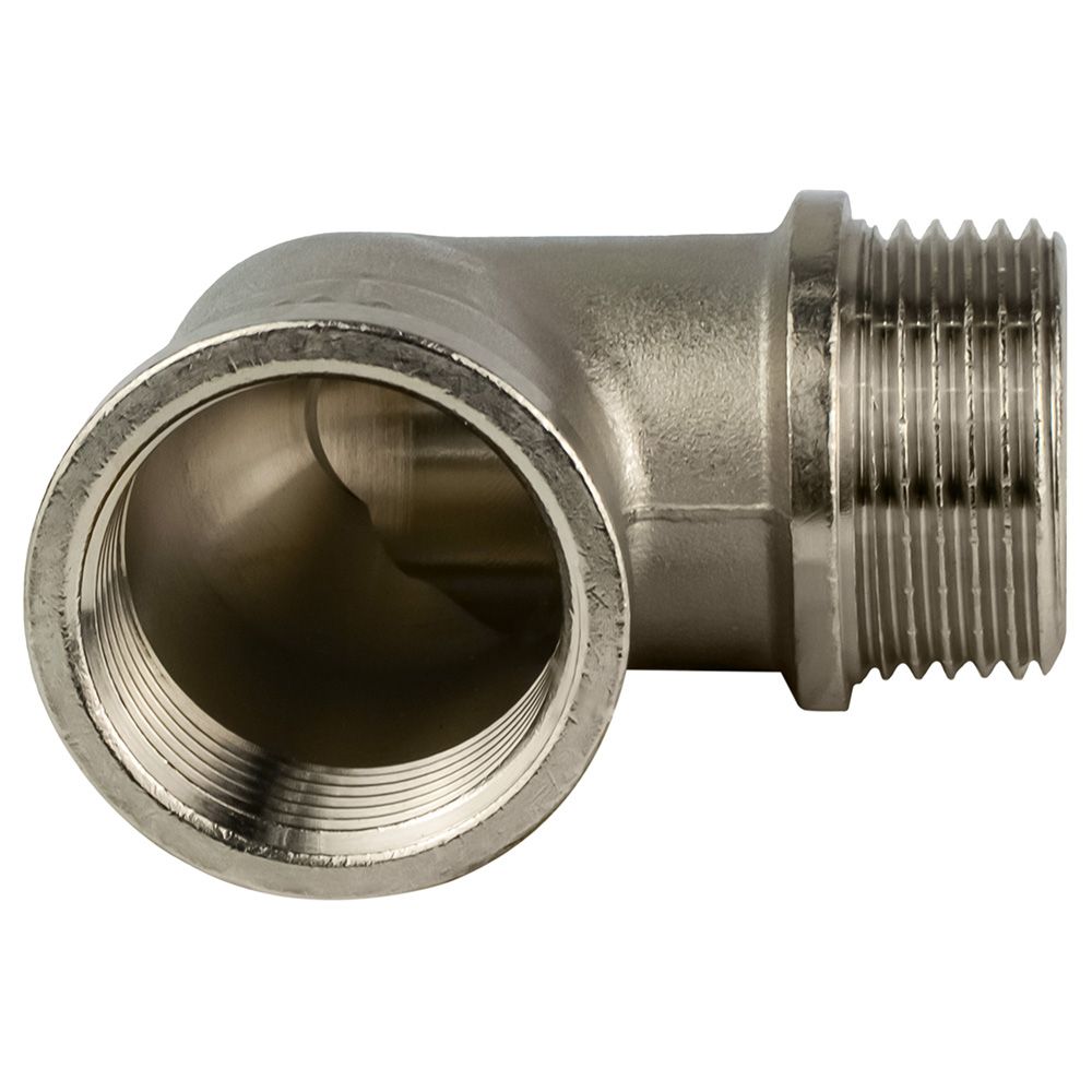 Угольник латунь никель 1" ВР/НР 9002