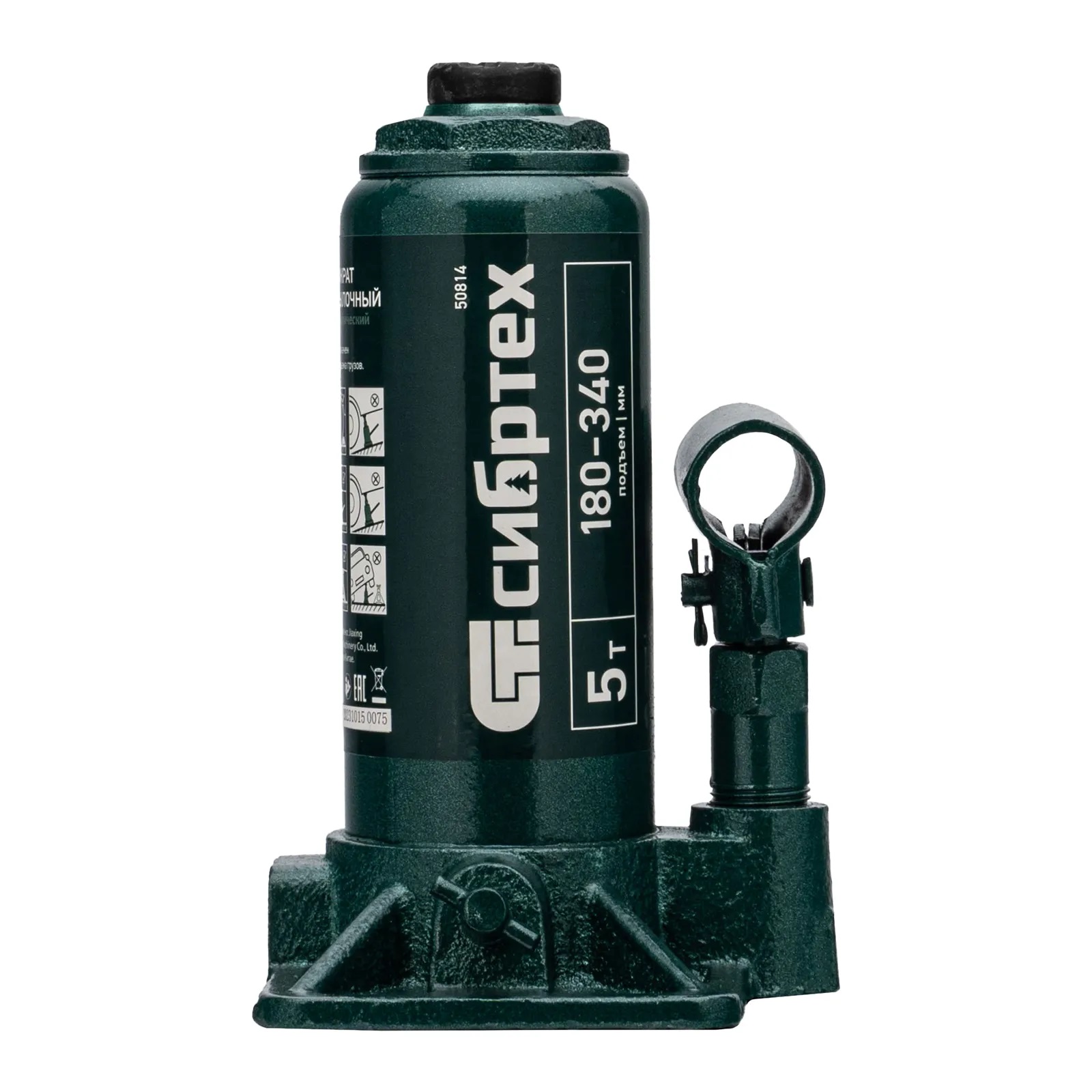 Домкрат гидравлический бутылочный 5 т 180-340 мм в пласт. кейсе Сибртех