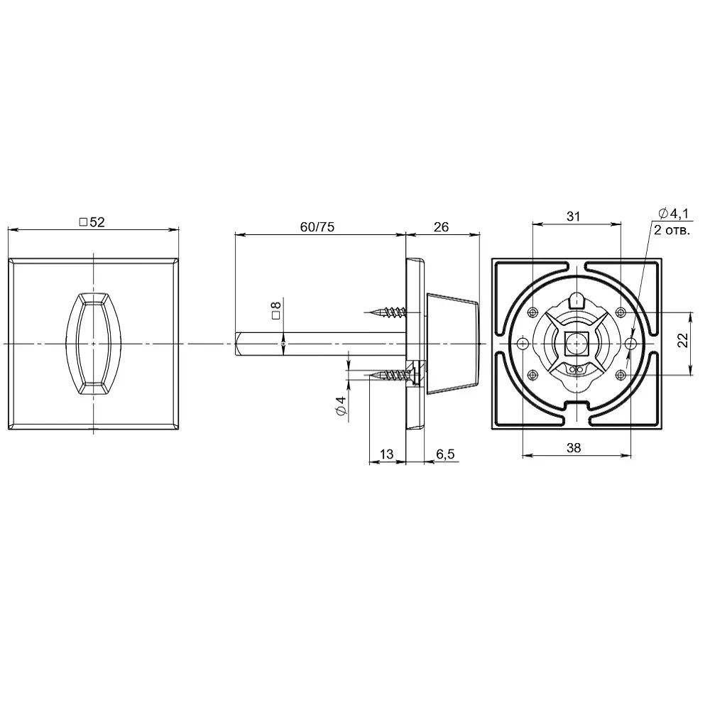 Ручка поворотная Fuaro BKW8x75.K.RL52 BL-24 черный