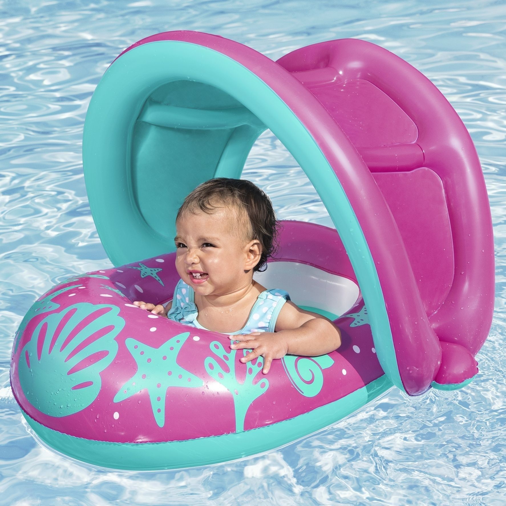 Круг для плавания с сиденьем 80х85 см 1-2 года Bestway Splash Star Shaded Baby 34091