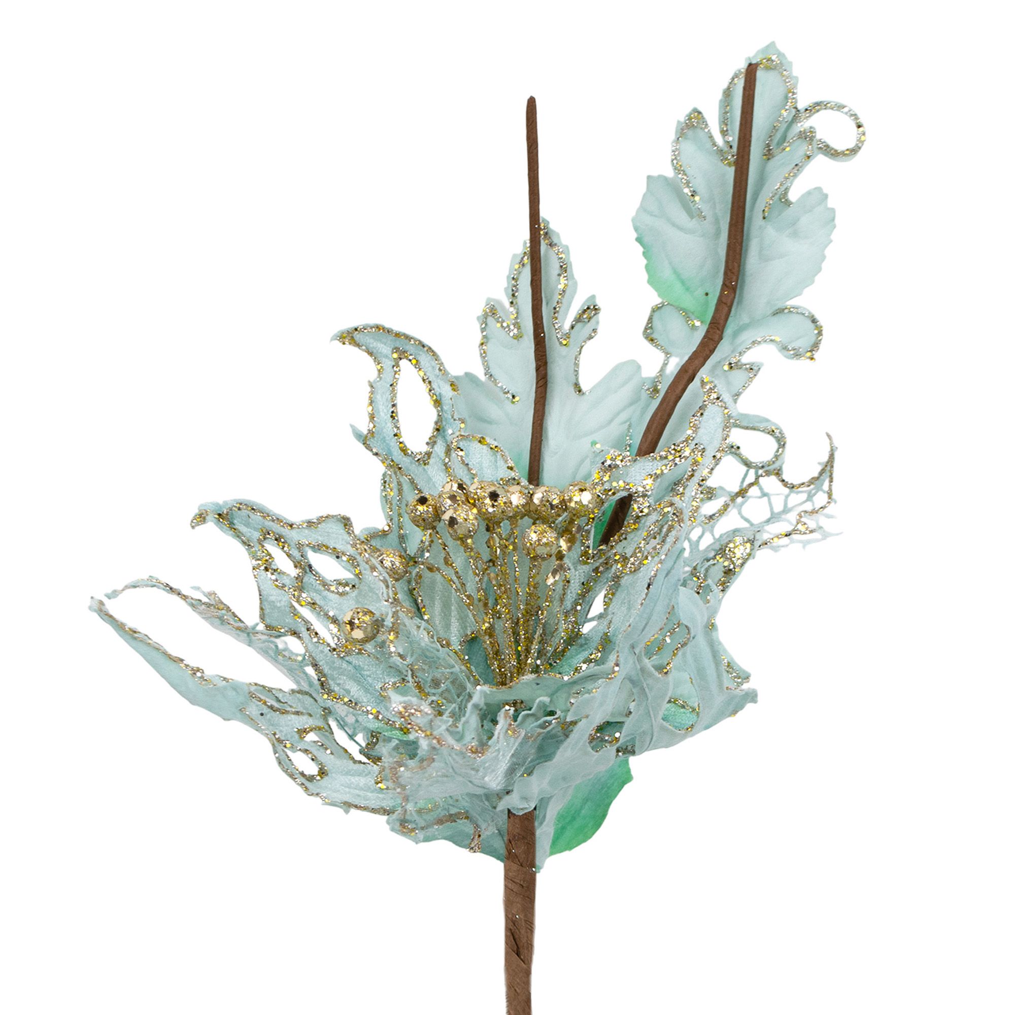 Украшение новогоднее Пуансеттия 55 см голубой 262272