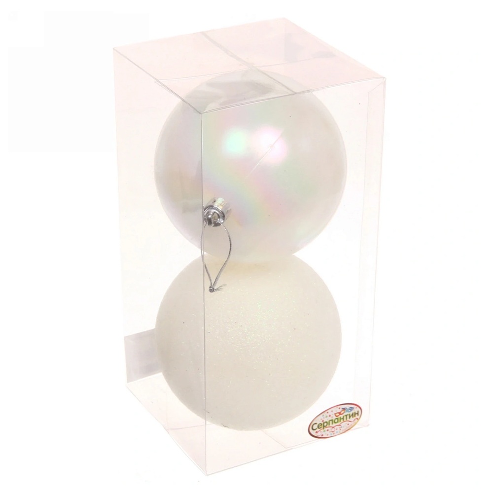 Шары новогодние Микс фактур 10 см белый/перламутр 2 шт