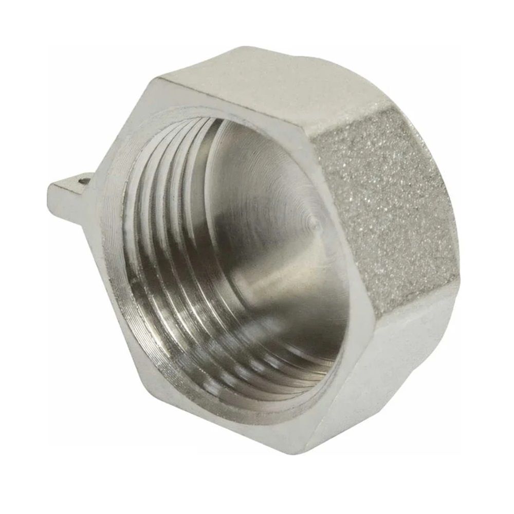 Заглушка латунь никель 1/2'' ВР с контрольным отверстием