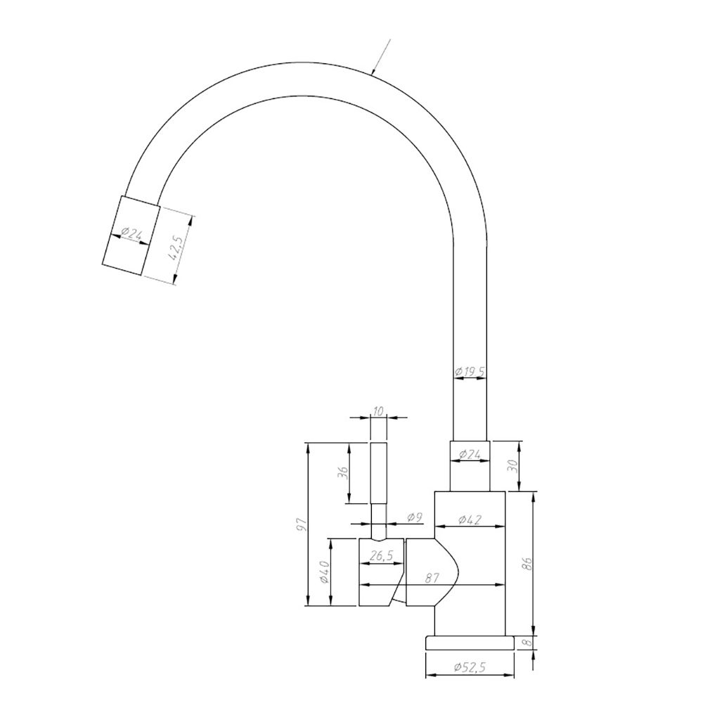 Смеситель для кухни Esko Snake K44 G однорычажный гибкий излив