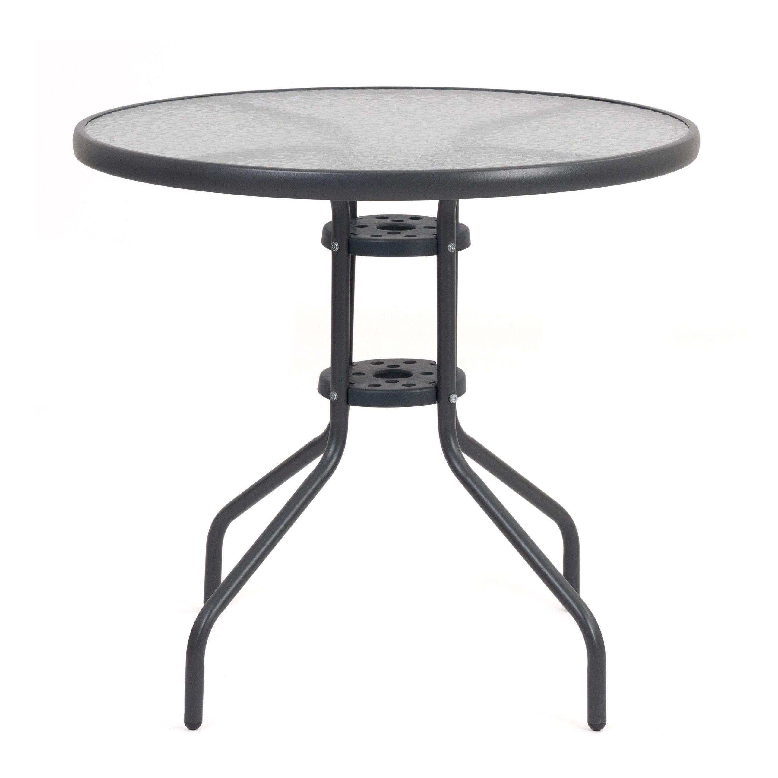 Стол Nolita d80 см h72 см закаленное фактурное стекло коричневый 2024-6934-2