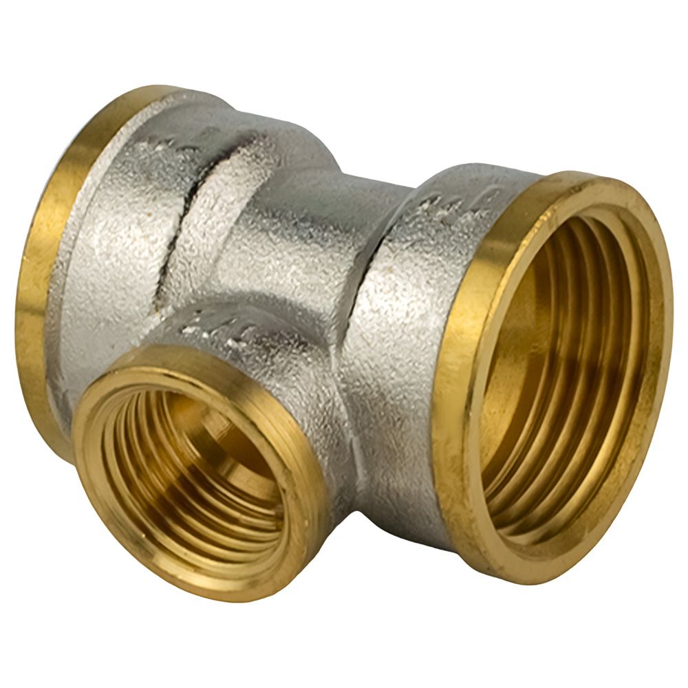Тройник переходной латунь никель 1"х1/2"1" ВР