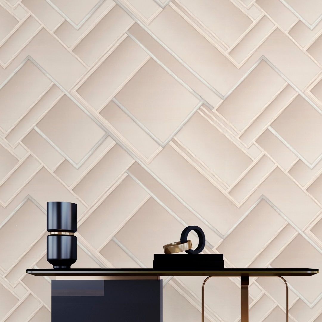 Обои Артекс Панорама 11272-02 бежевые геометрия 3D 1,06х10,05 м