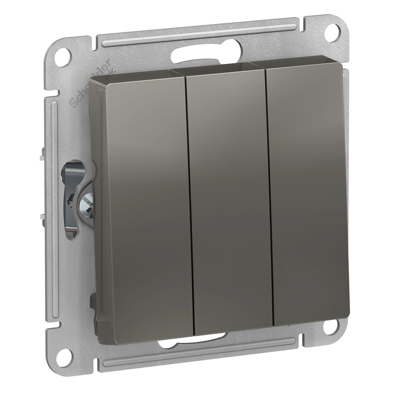 Выключатель трехклавишный ATLASDESIGN схема 1+1+1 10АХ механизм сталь ATN000931