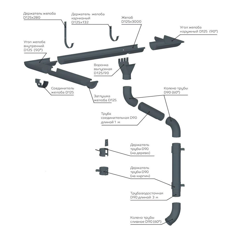 Кронштейн желоба слайдер ПВХ GL 120 мм RAL 9003 белый