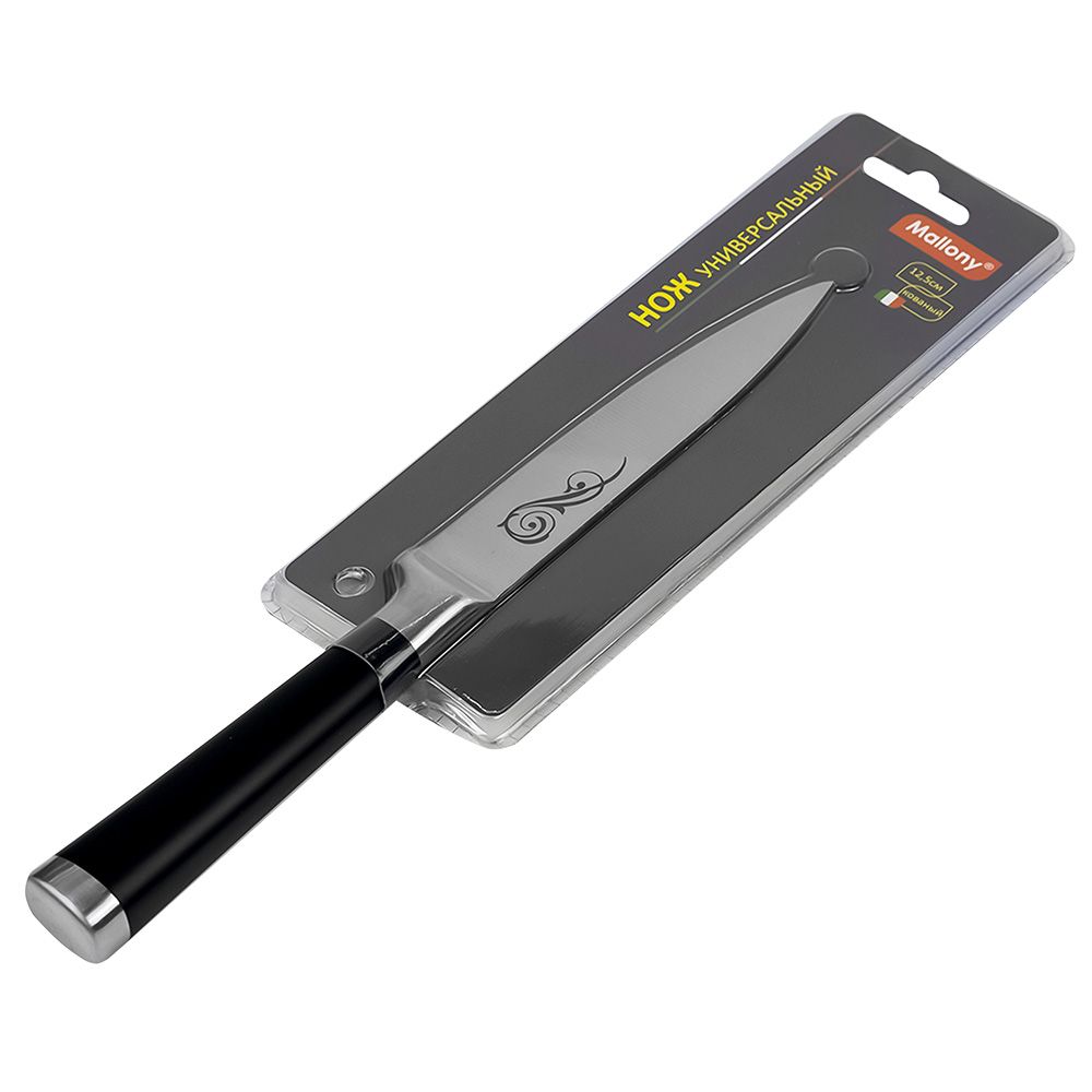 Нож универсальный Mallony MAL-05RS кованый с рисунком ручка прорезиненная 12,5 см