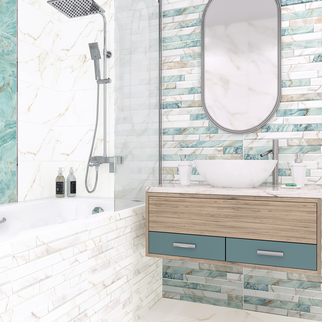 Плитка настенная Alma Ceramica Nevada TWU09NVD014 24,9х50 см 7,5 мм бело-бежевая 1,494 м2