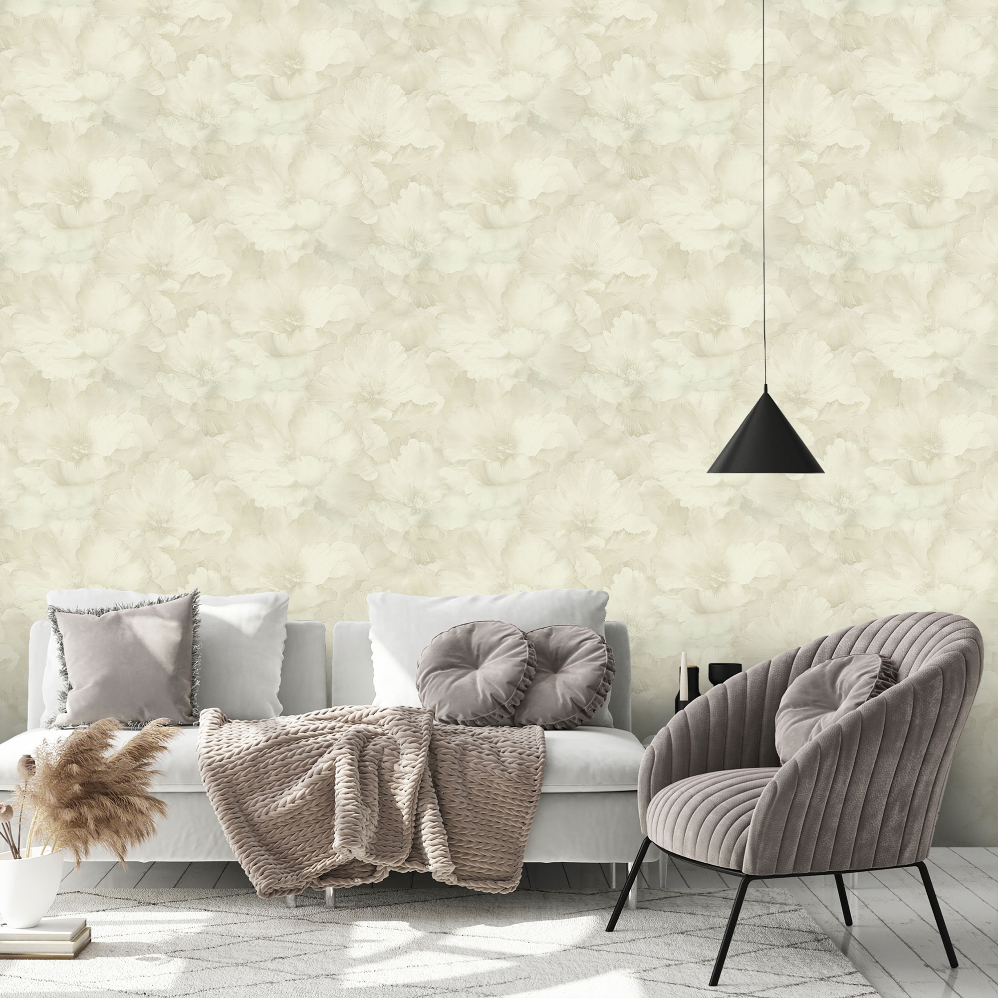 Обои Ornamy Флер 8096-17 бежевые цветок крупный 1,06х10,05 м