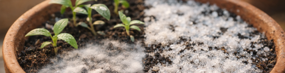 Почему на грунте появляется белый налёт: плесень или соли, и что делать