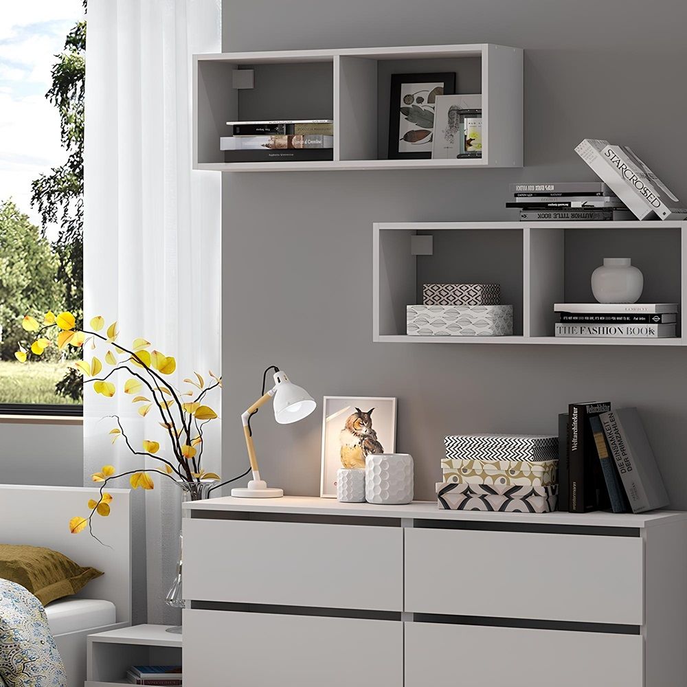 Полка книжная Токио 800х300х250 мм Белый текстурный