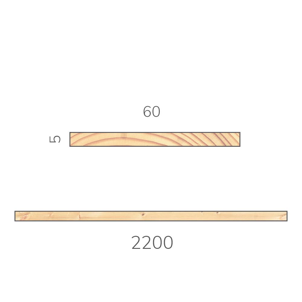 Рейка сращенная 5х60х2200 мм хвоя без сучков