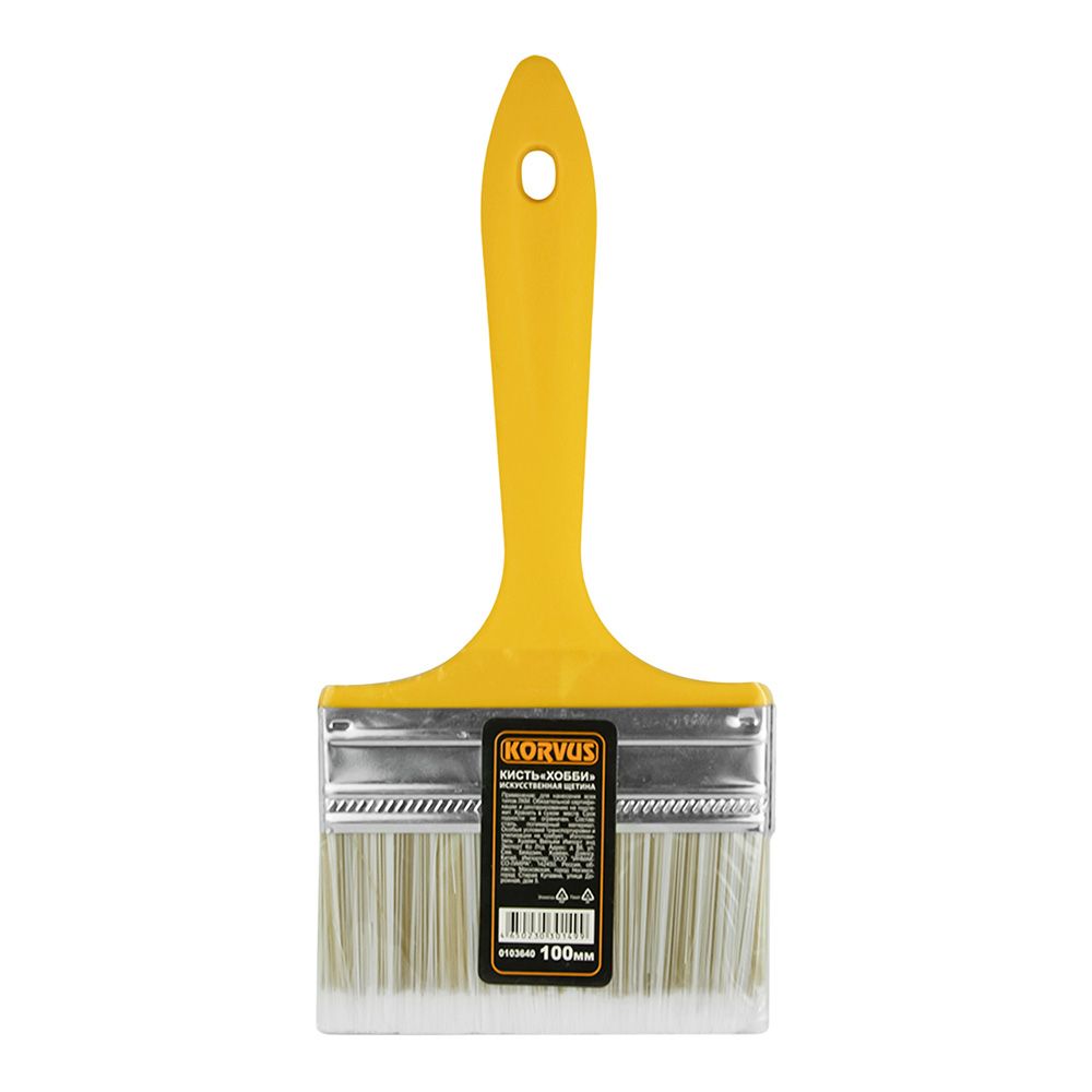Кисть плоская Хобби искусственная щетина пластиковая рукоятка 100 мм Korvus 0103640