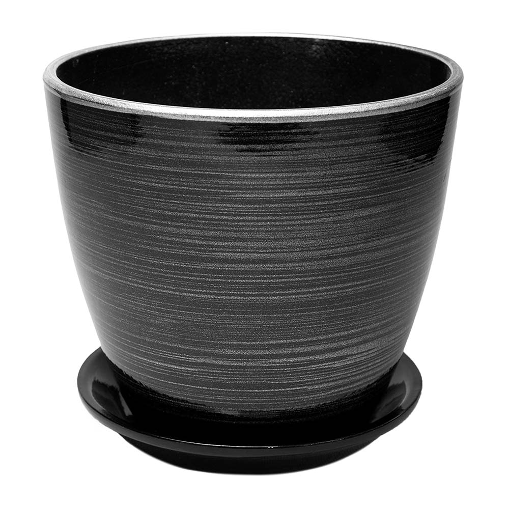 Горшок цветочный Бутон черн/серебро 15 см 1,7 л