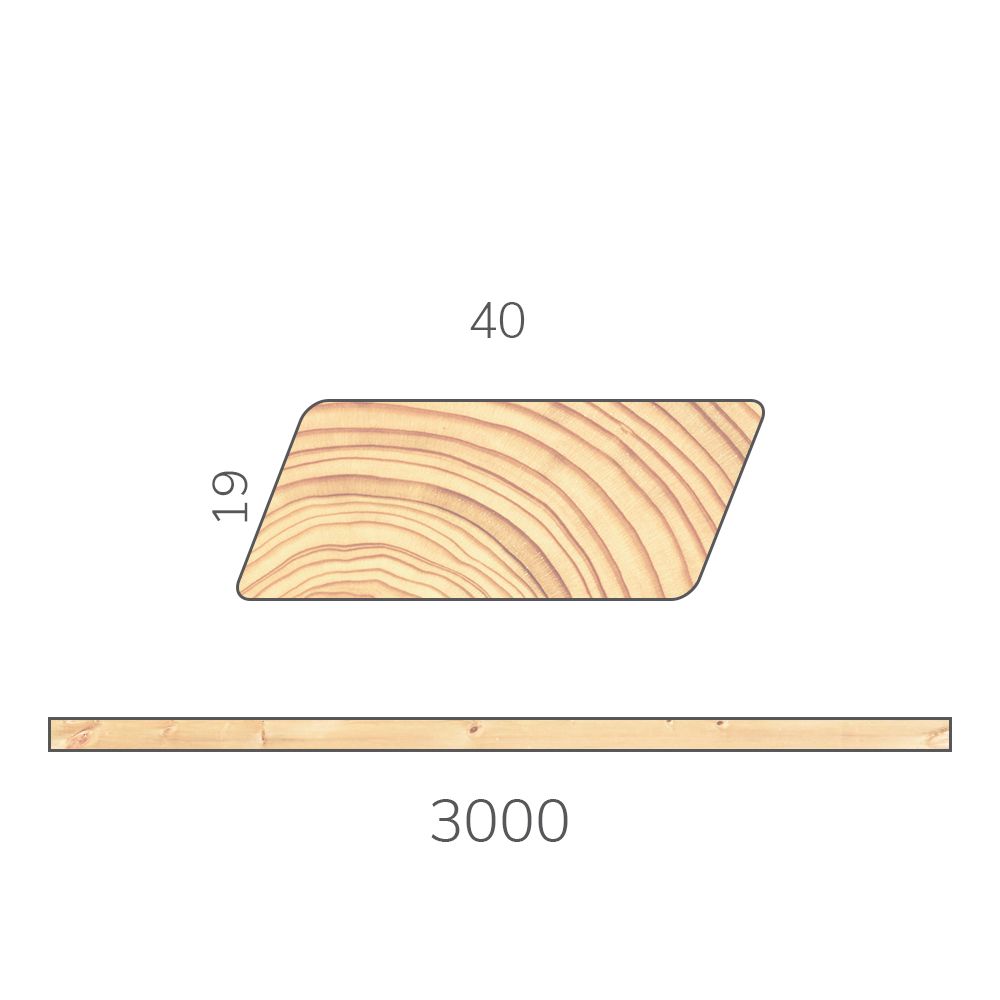 Брусок сращенный 19х40х3000 мм декоративный скошенный хвоя без сучков