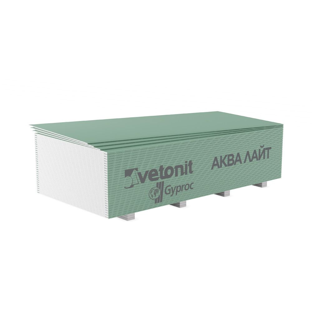 ГКЛВ 9,5 мм влагостойкий Vetonit Аква Лайт 1200х2500 мм