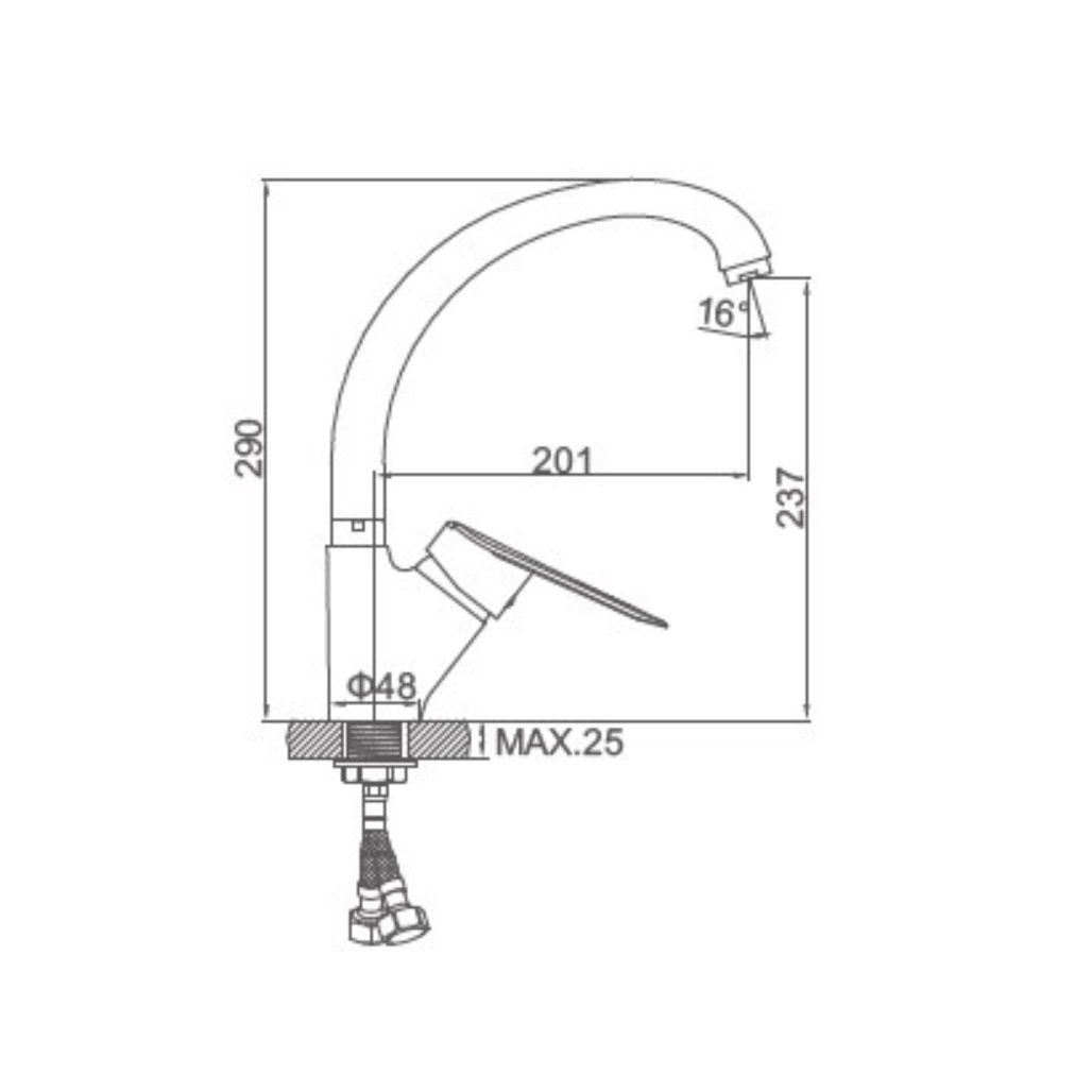 Смеситель MG-008 Q7 хлопок глянцевый 280мм