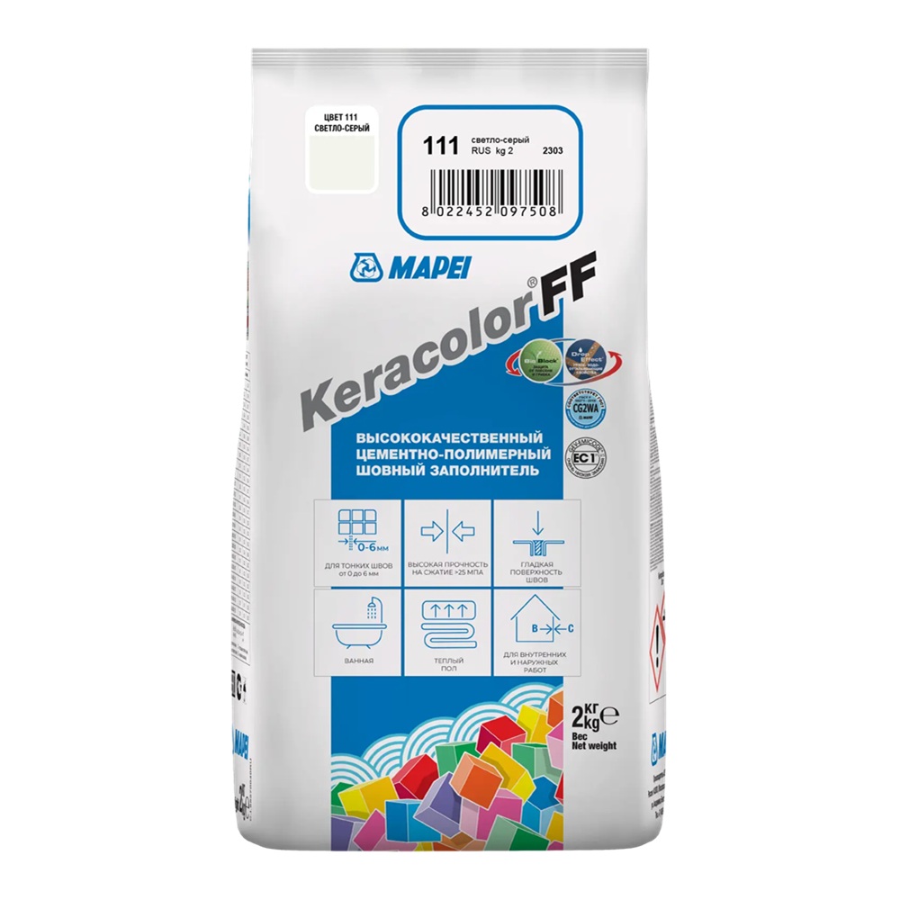 Затирка цементная Mapei Keracolor FF №111 светло-серый 2 кг