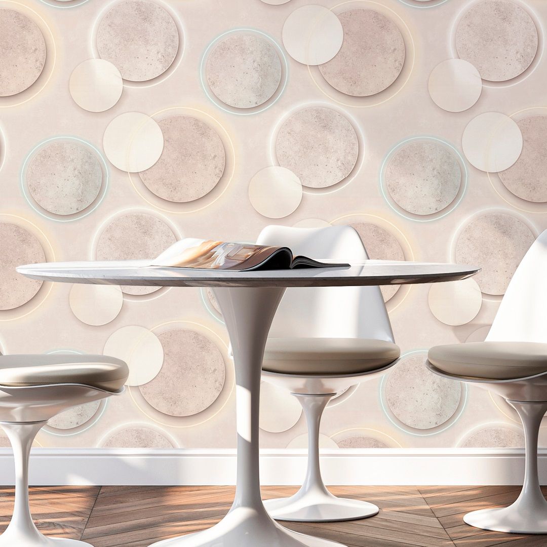 Обои OVK Design Пульсар 11285-01 бежевые геометрия 3D 1,06х10,05 м