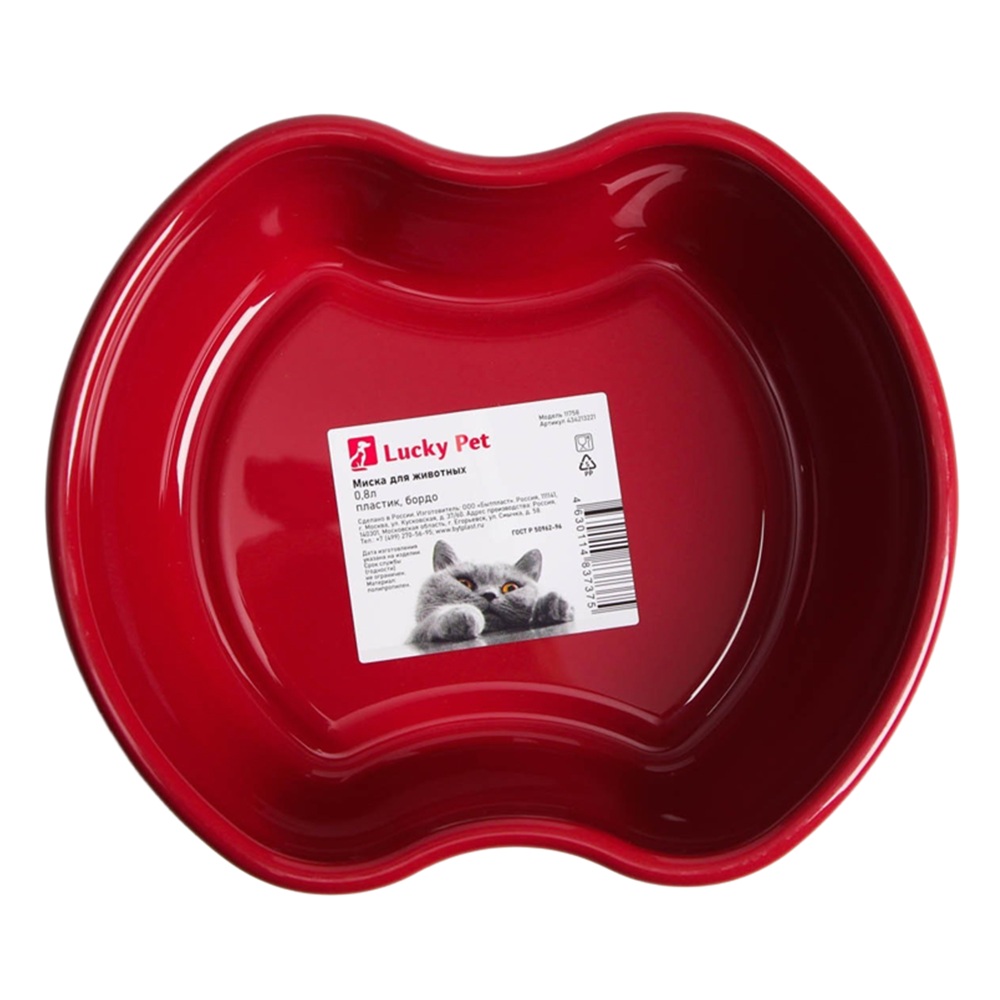 Миска для животных Lucky Pet пластиковая 800 мл бордовая 434213221