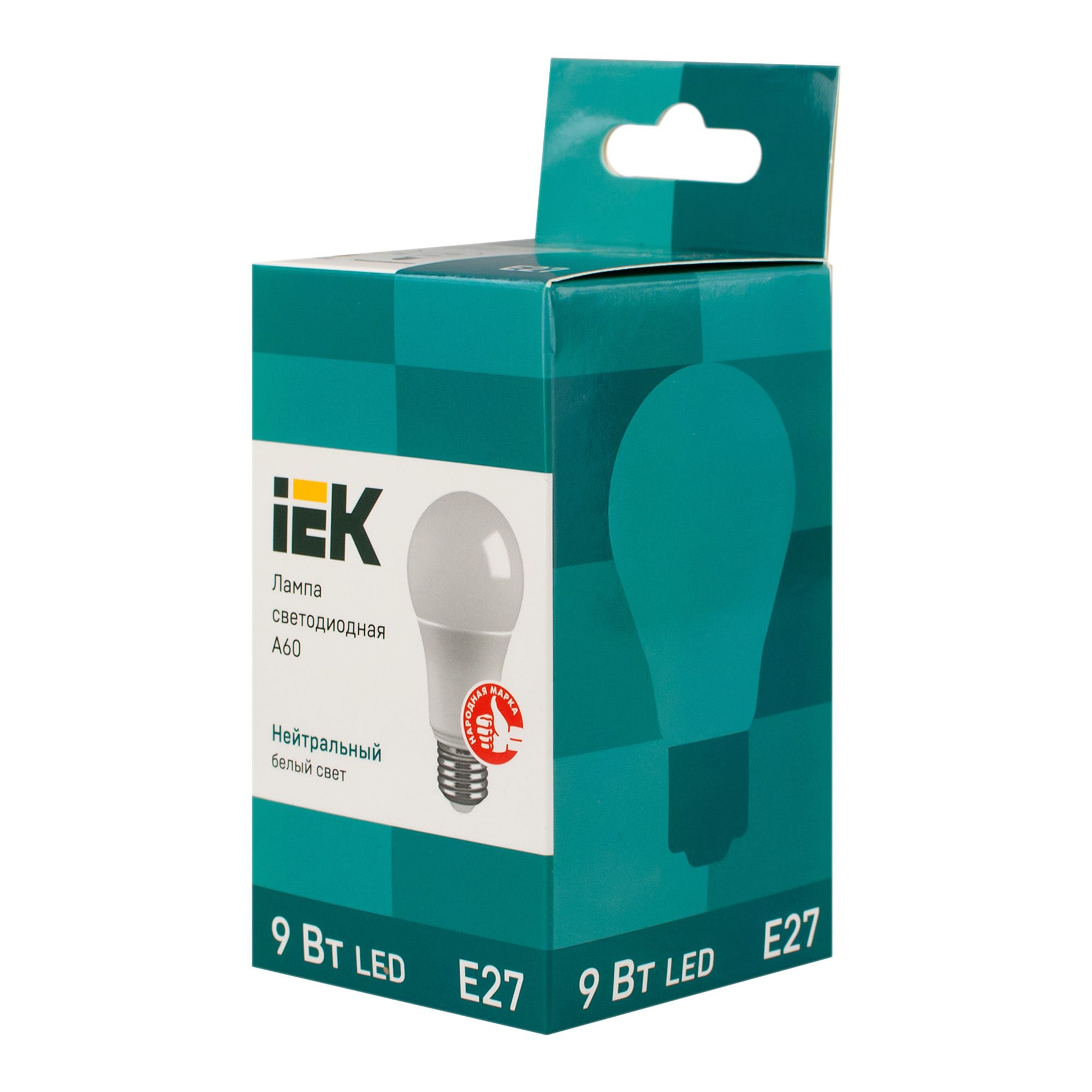 Лампа светодиодная E27 A60 9Вт грушевидная 4000К 810 лм 230-240В ИЭК LLE-A60-9-230-40-E27