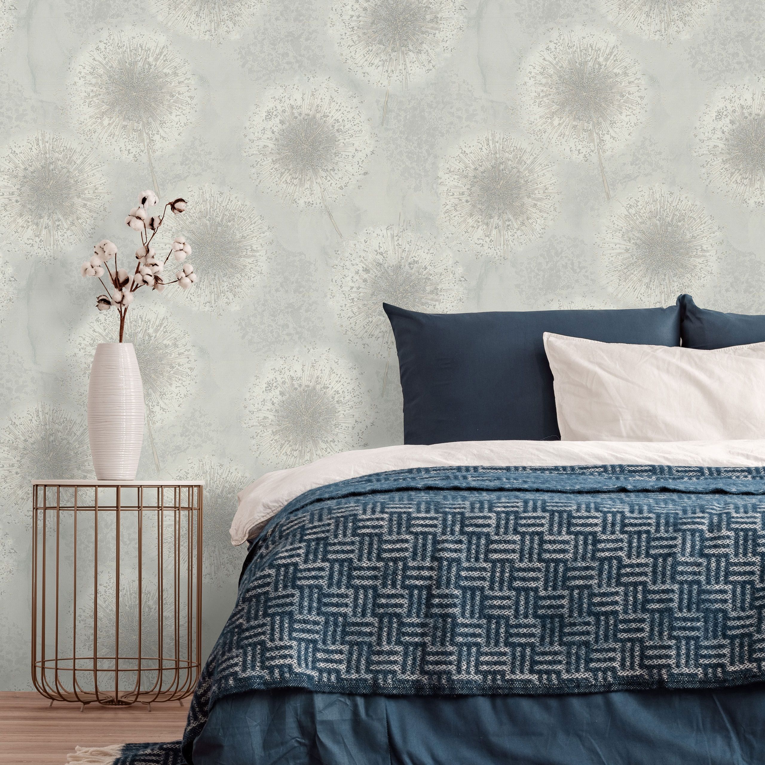 Обои Euro Decor Ray 7296-01 светло-серые растительный принт 1,06х10,05 м