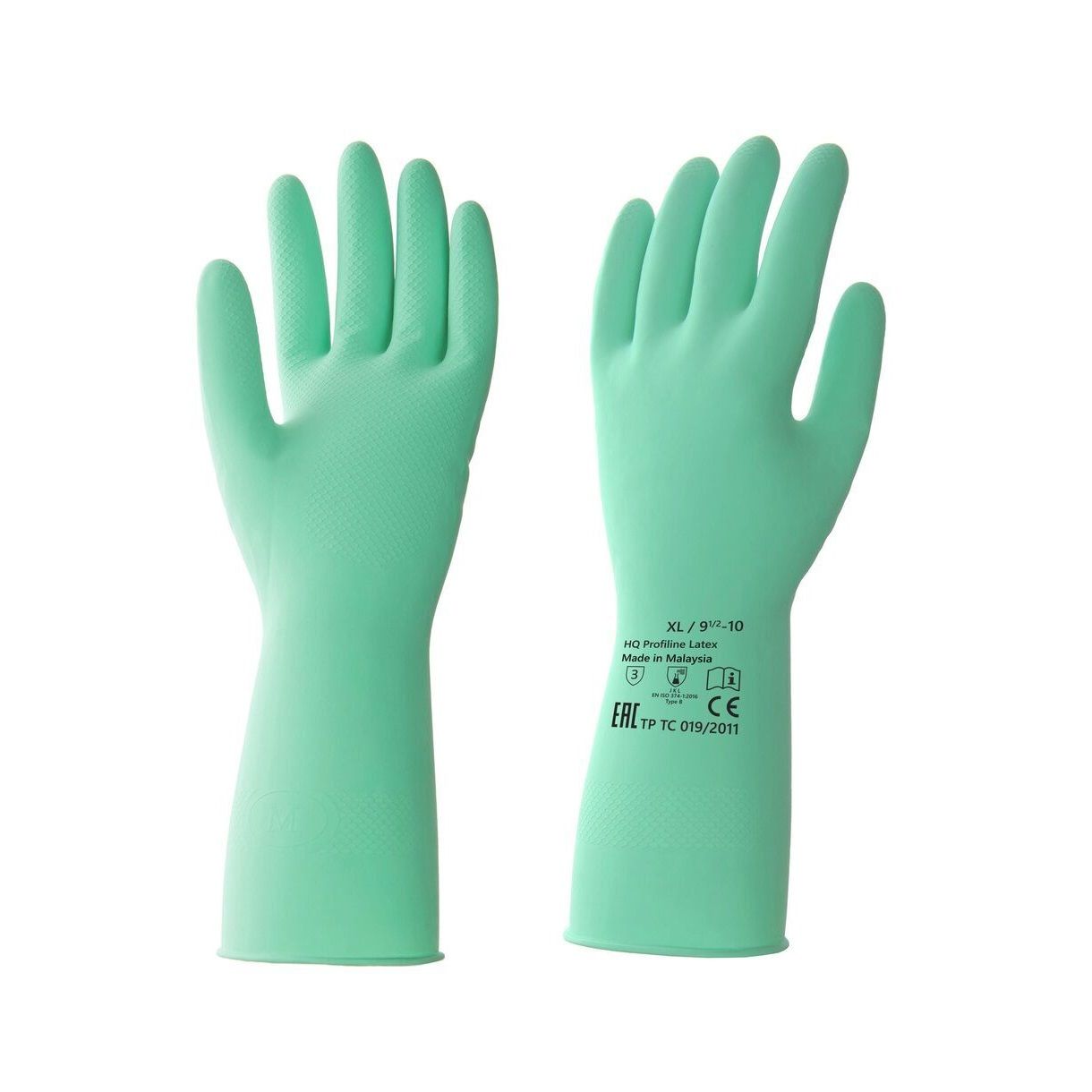 Перчатки латексные HQ Profiline зеленые р.XL
